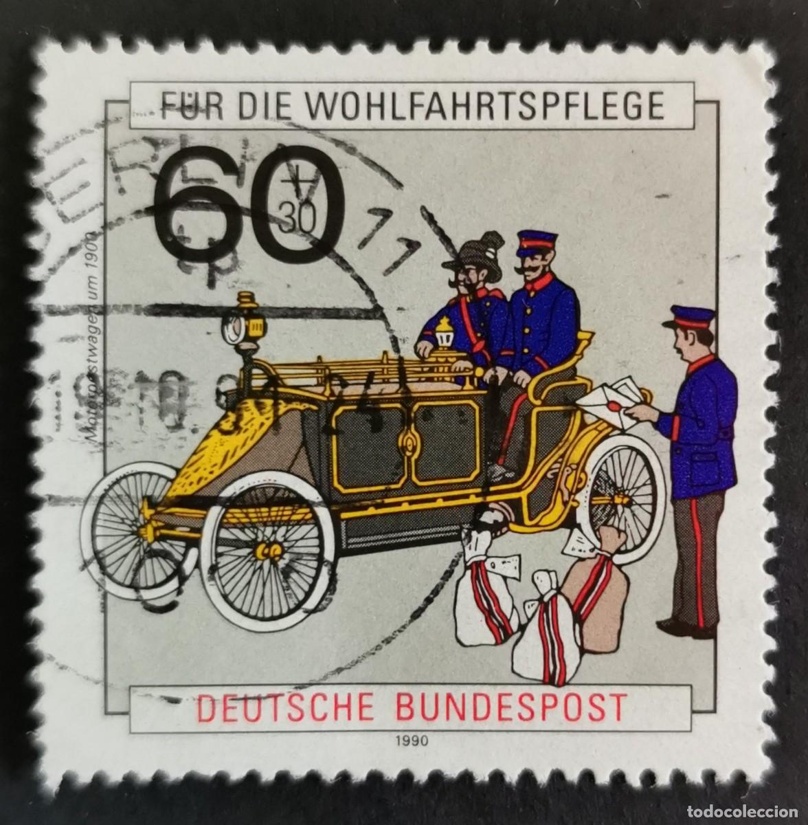 Sellos: Sello Alemania R. Federal 1989, Carro de correo motorizado, 1900, 60+30 Pf. Michel: DE 1474