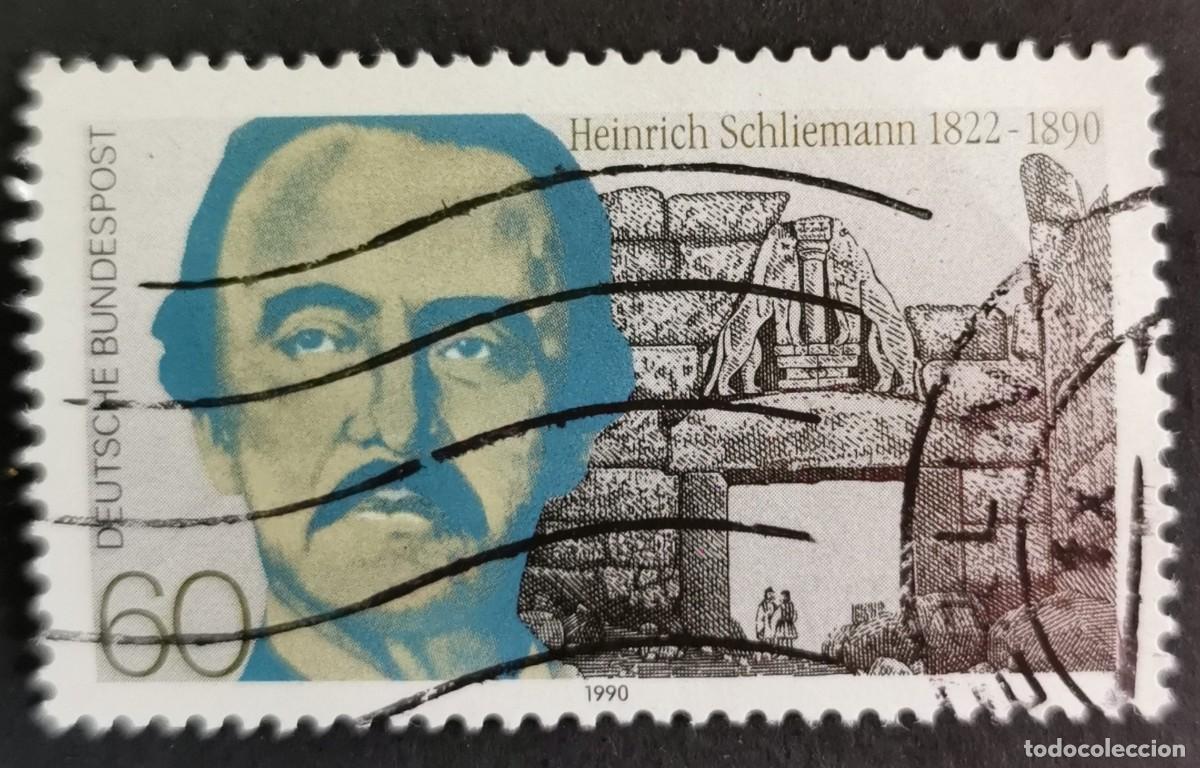 Sellos: Sello Alemania R. Federal 1990, Heinrich Schliemann (arque&oacute;logo), 60 Pf. Michel: DE 1480