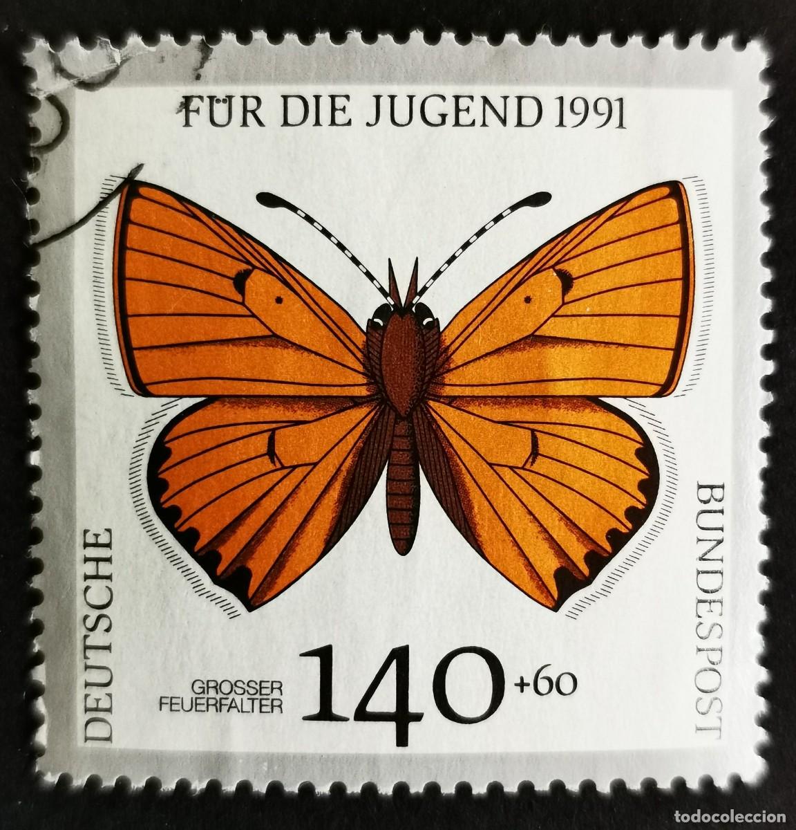 Sellos: Sello Alemania R. Federal 1991,Cobre grande (Lycaena dispar), 140 Pf. Michel: DE 1519
