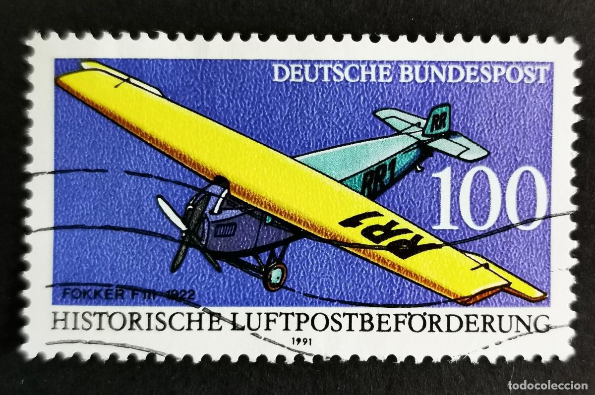 Sellos: Sello Alemania R. Federal 1991, Fokker F.111 (1922), 100 Pf. Michel: DE 1524