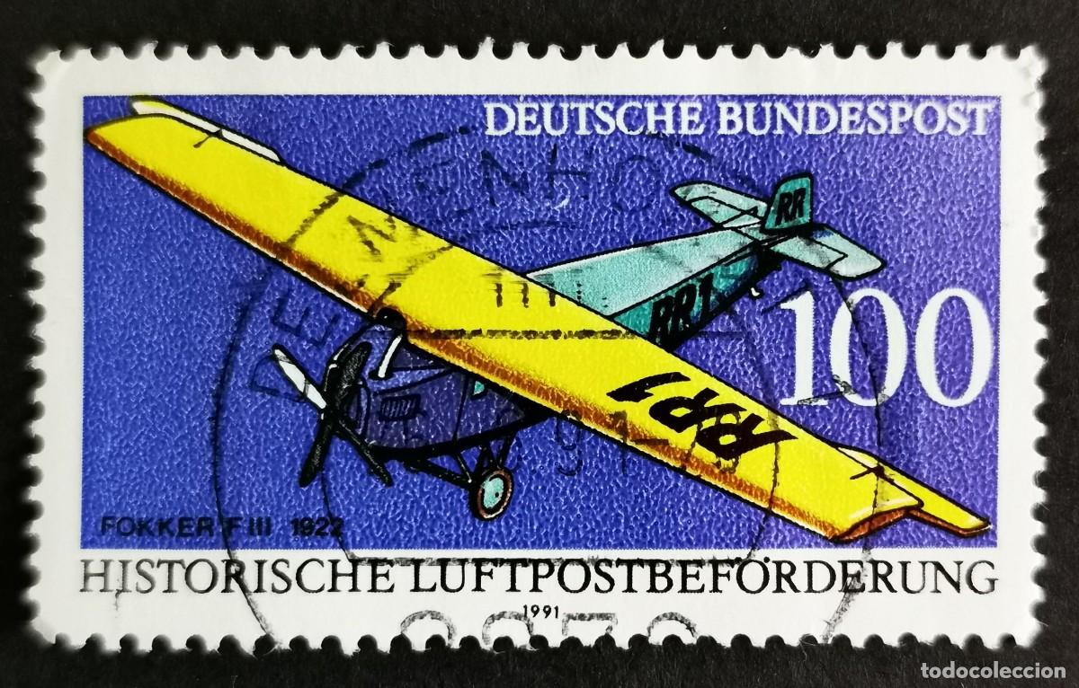 Sellos: Sello Alemania R. Federal 1991, Fokker F.111 (1922), 100 Pf. Michel: DE 1524