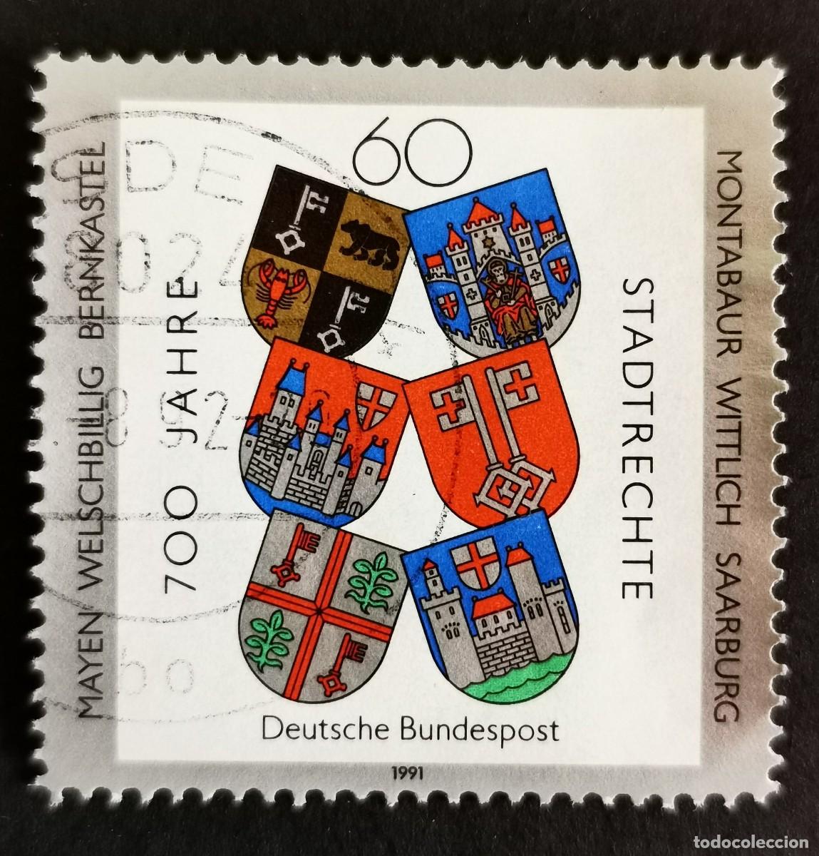 Sellos: Sello Alemania R. Federal 1991, Armas - Derechos de la ciudad, 60 Pf. Michel: DE 1528