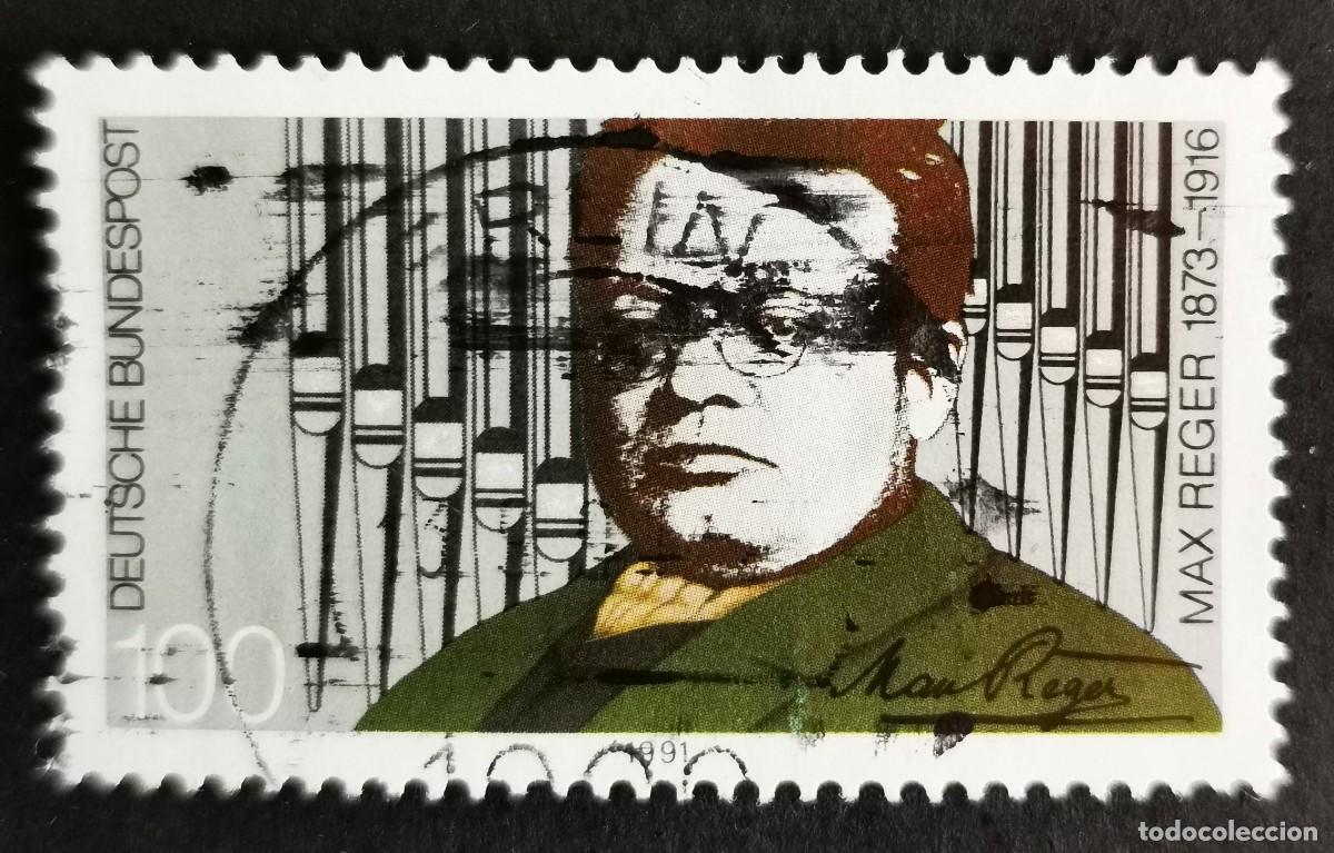 Sellos: Sello Alemania R. Federal 1991, Max Reger y los tubos del &oacute;rgano, 100 Pf. Michel: DE 1529