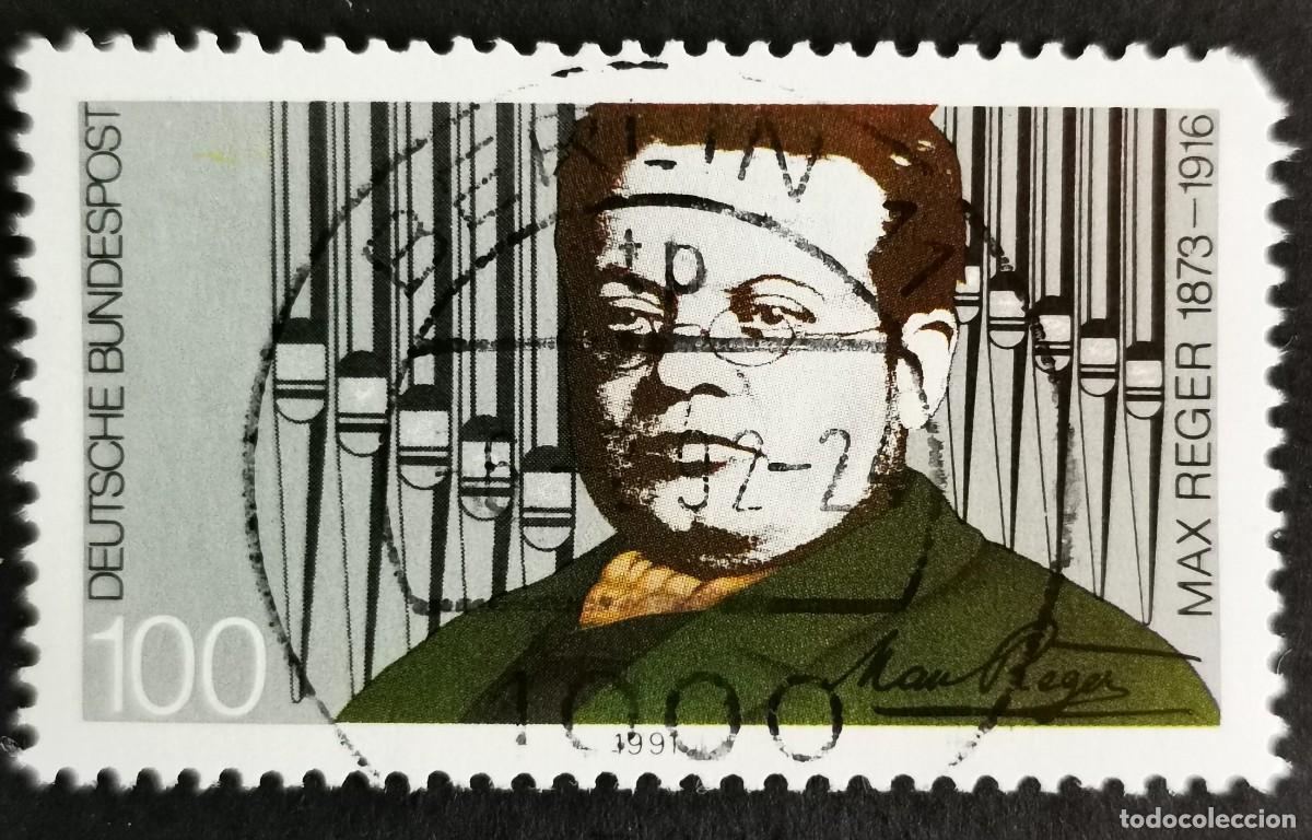 Sellos: Sello Alemania R. Federal 1991, Max Reger y los tubos del &oacute;rgano, 100 Pf. Michel: DE 1529