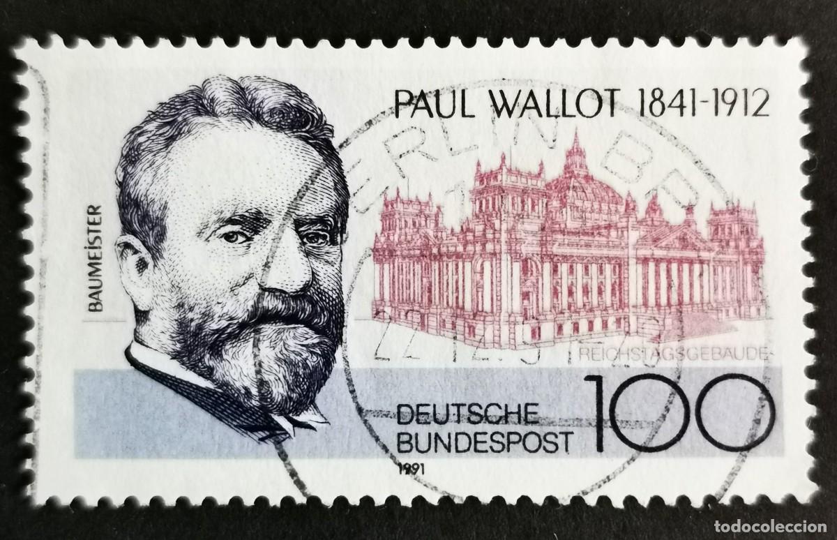 Sellos: Sello Alemania R. Federal 1991, 150&ordm; aniversario Paul Wallot , 100 Pf. Michel: DE 1536