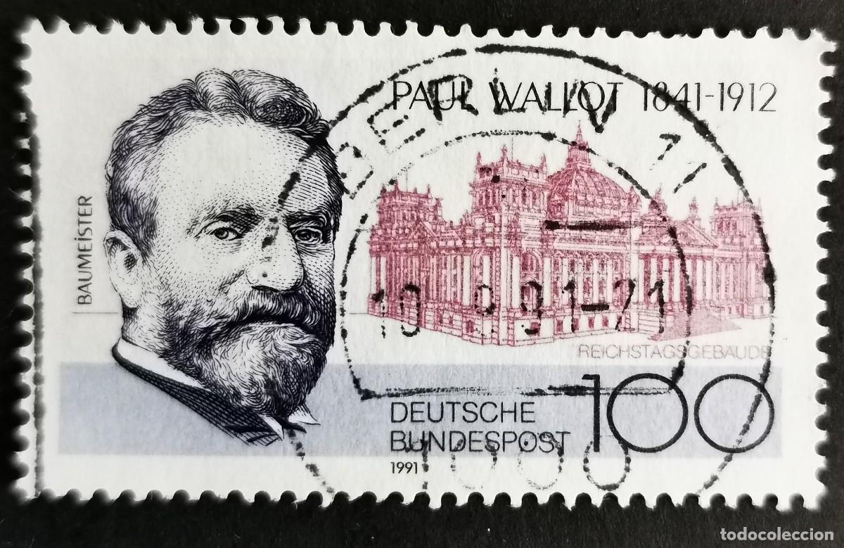 Sellos: Sello Alemania R. Federal 1991, 150&ordm; aniversario Paul Wallot , 100 Pf. Michel: DE 1536