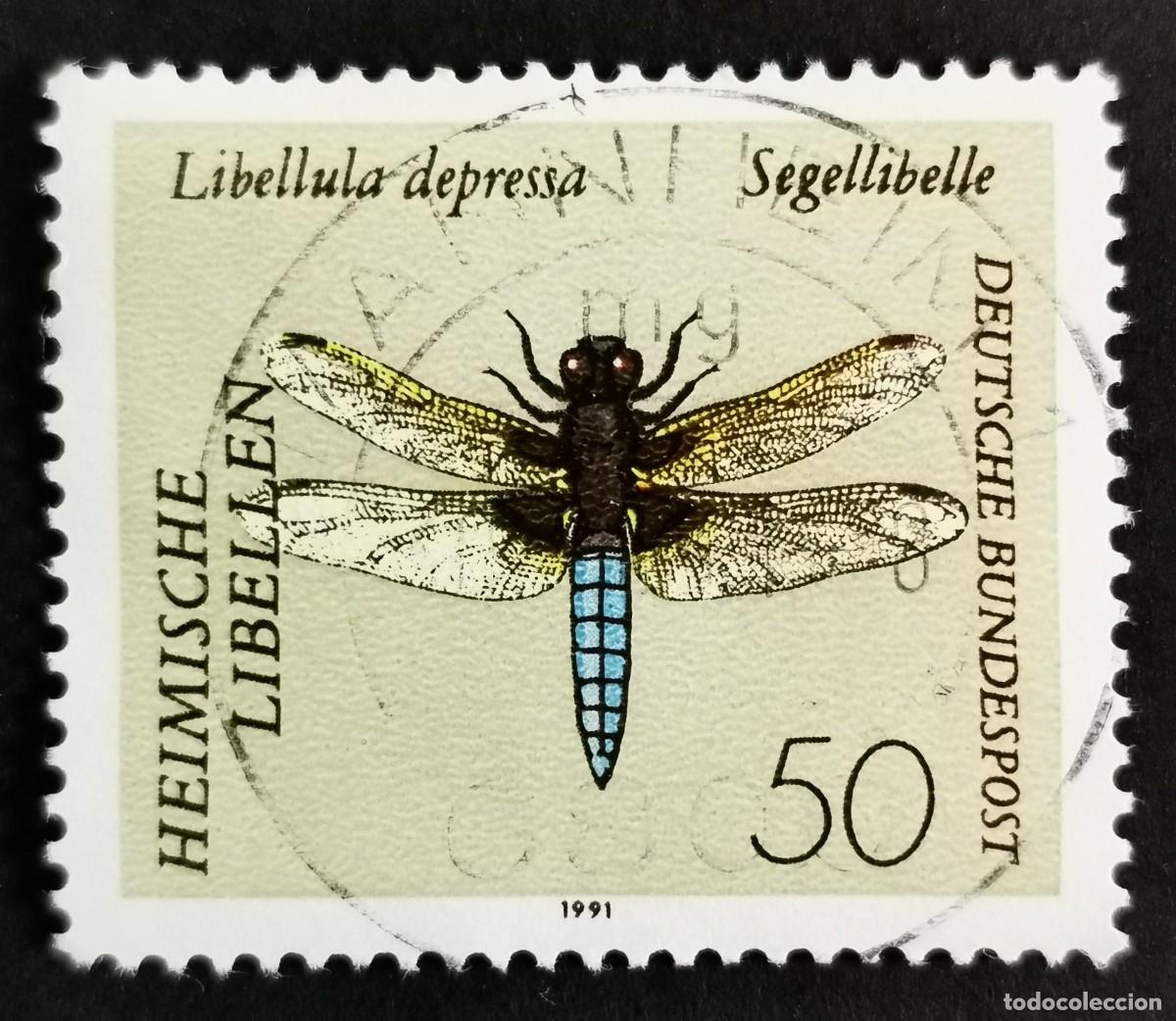 Sellos: Sello Alemania R. Federal 1991, Libellula depressa, de cuerpo ancho, 50 Pf. Michel: DE 1545
