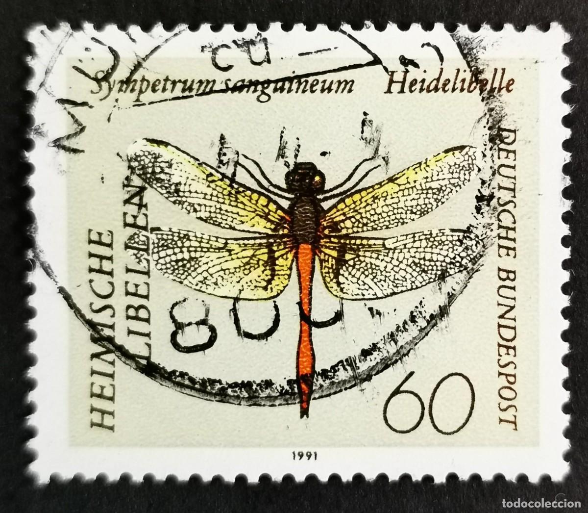 Sellos: Sello Alemania R. Federal 1991, Dardo Ruddy (Sympetrum sanguineum), 60 Pf. Michel: DE 1547