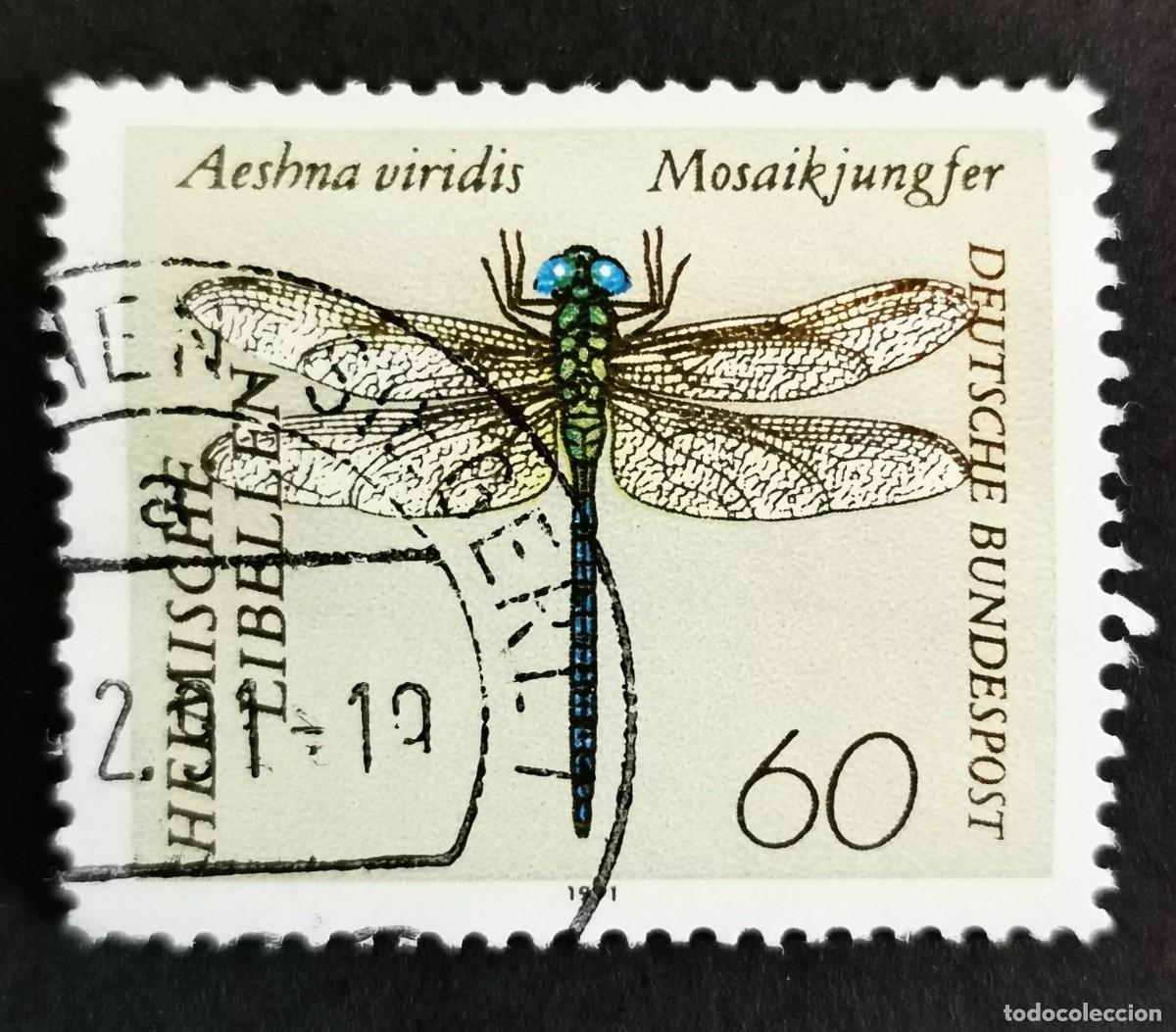 Sellos: Sello Alemania R. Federal 1991, Vendedor ambulante verde (Aeshna viridis), 60 Pf. Michel: DE 1549
