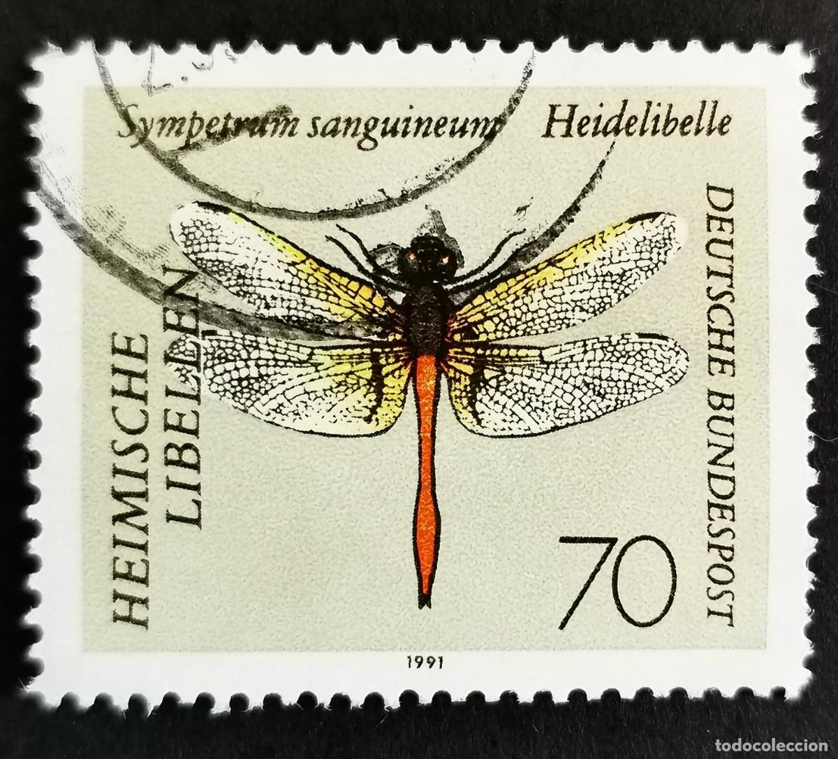 Sellos: Sello Alemania R. Federal 1991, Dardo Ruddy (Sympetrum sanguineum), 70 Pf. Michel: DE 1550