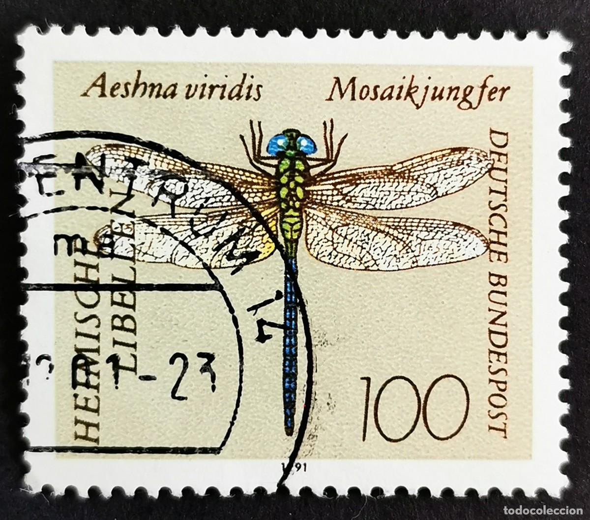 Sellos: Sello Alemania R. Federal 1991, Vendedor ambulante verde (Aeshna viridis), 100 Pf. Michel: DE 1552