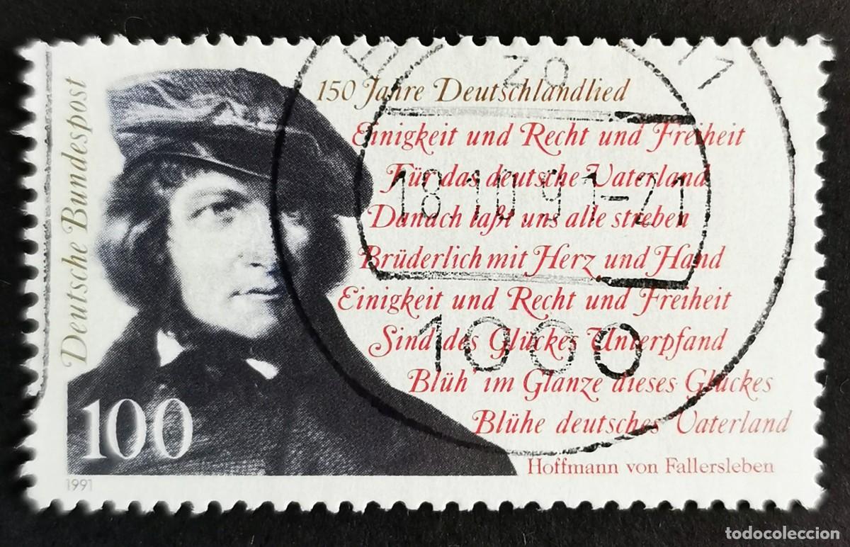 Sellos: Sello Alemania R. Federal 1991, 150&ordm; aniversario &rdquo;Canci&oacute;n de los alemanes&rdquo;, 100 Pf. Michel: DE 1555
