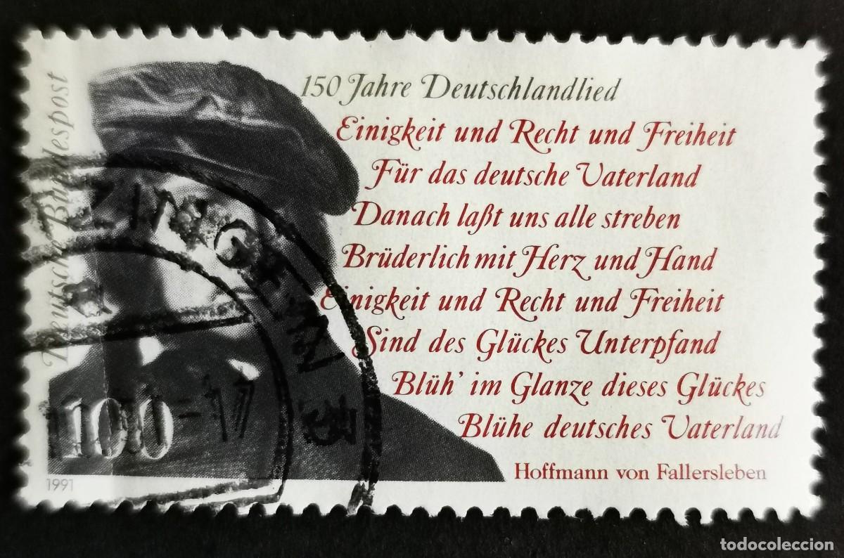 Sellos: Sello Alemania R. Federal 1991, 150&ordm; aniversario &rdquo;Canci&oacute;n de los alemanes&rdquo;, 100 Pf. Michel: DE 1555
