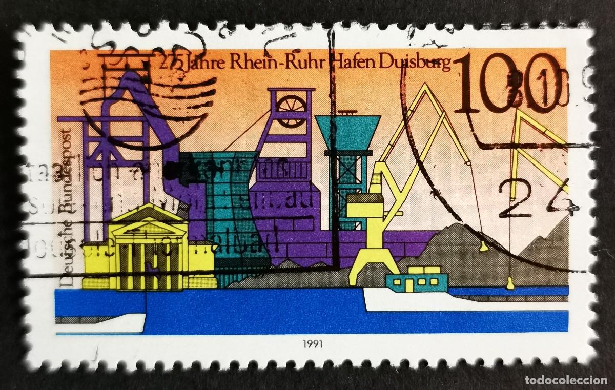 Sellos: Sello Alemania R. Federal 1991, Puerto de Duisburgo, Rin-Ruhr, 100 Pf. Michel: DE 1558