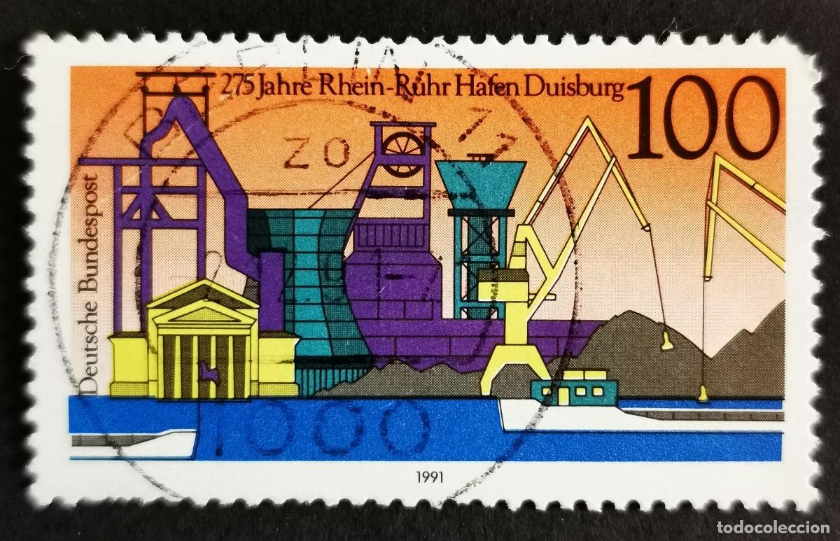 Sellos: Sello Alemania R. Federal 1991, Puerto de Duisburgo, Rin-Ruhr, 100 Pf. Michel: DE 1558