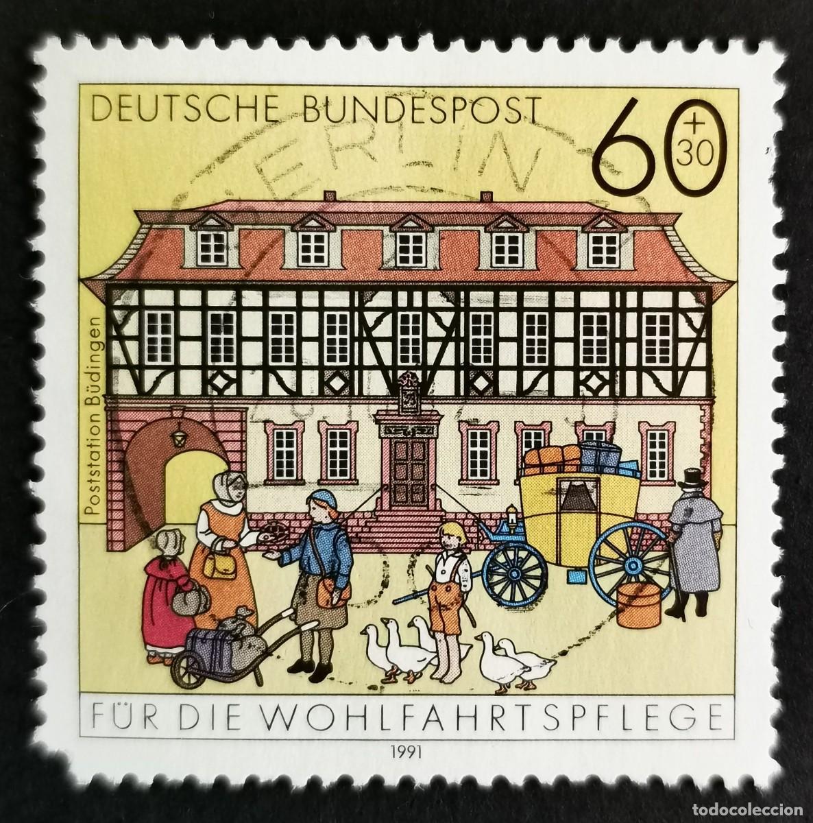 Sellos: Sello Alemania R. Federal 1991, Oficina de correos de B&uuml;dingen, 60 Pf. Michel: DE 1564