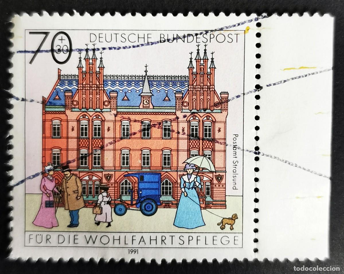 Sellos: Sello Alemania R. Federal 1991, Oficina de correos de Stralsund, 70 Pf. Michel: DE 1565