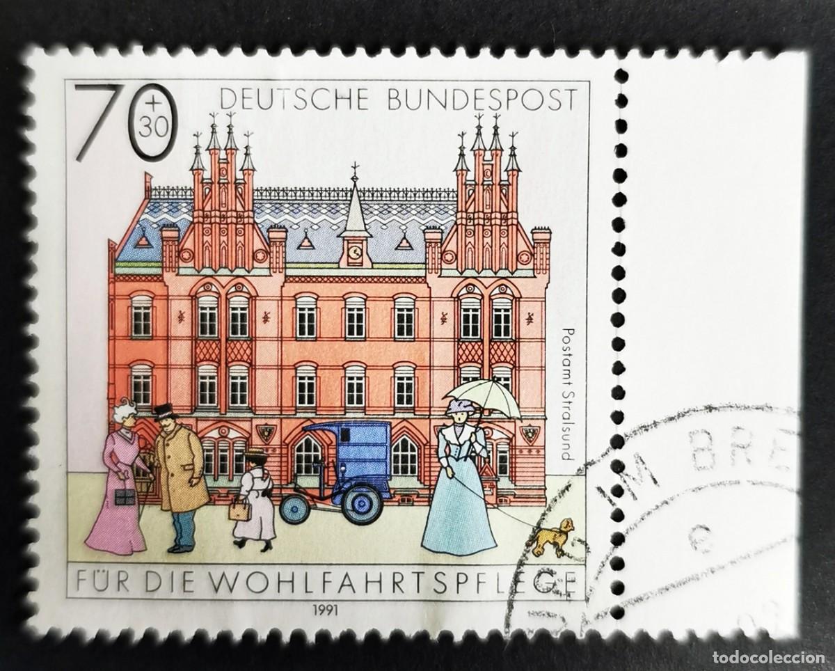 Sellos: Sello Alemania R. Federal 1991, Oficina de correos de Stralsund, 70 Pf. Michel: DE 1565