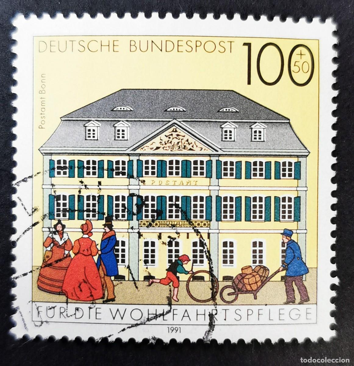 Sellos: Sello Alemania R. Federal 1991, Oficina de correos de Bonn, 100 Pf. Michel: DE 1567