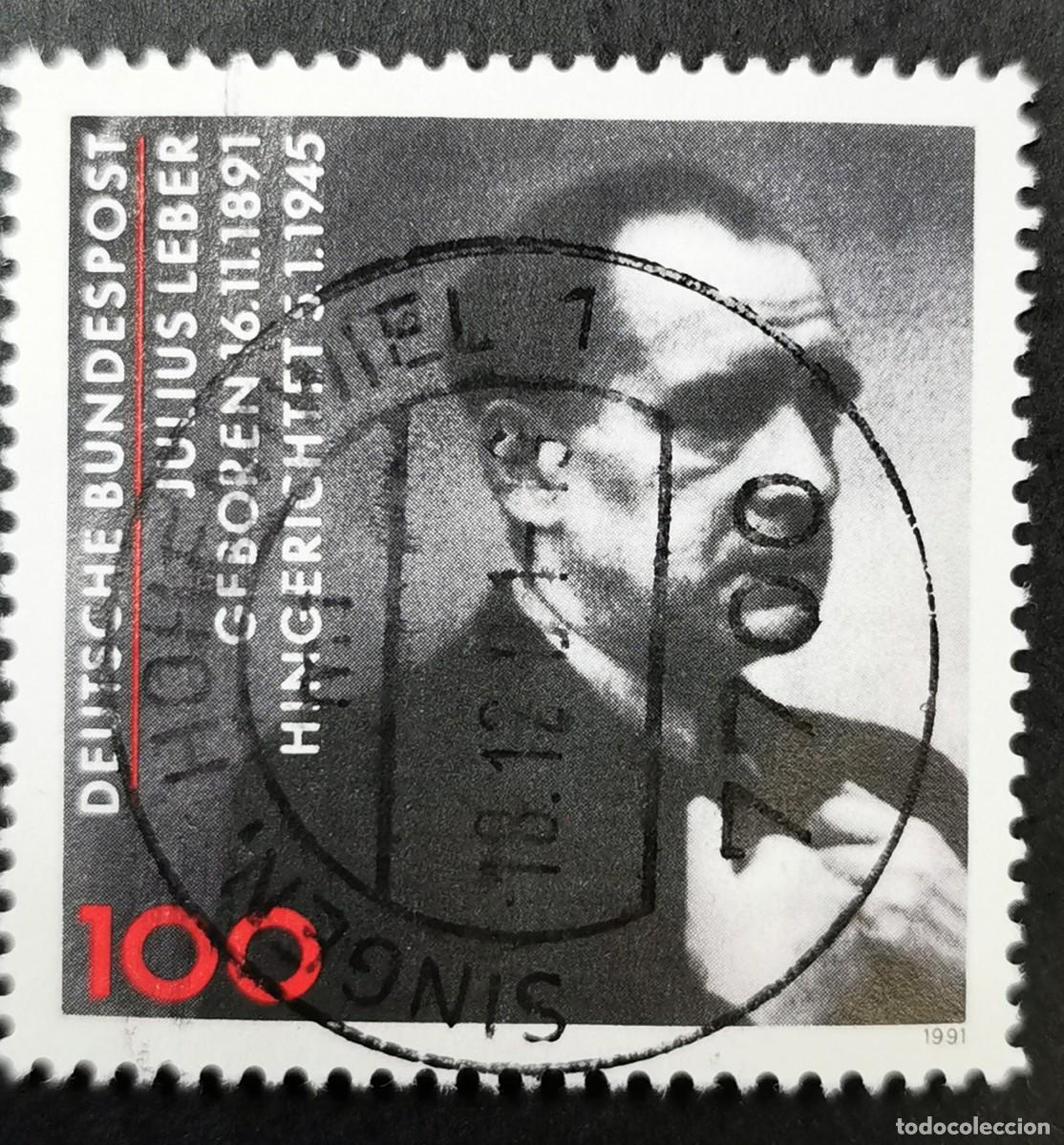 Sellos: Sello Alemania R. Federal 1991, Centenario del nacimiento de Julius Leber , 100 Pf. Michel: DE 1574