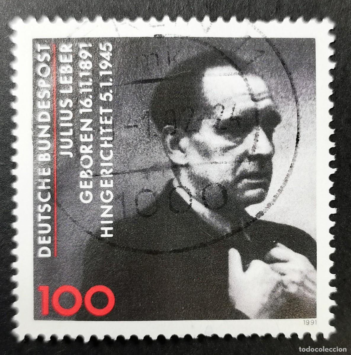 Sellos: Sello Alemania R. Federal 1991, Centenario del nacimiento de Julius Leber , 100 Pf. Michel: DE 1574