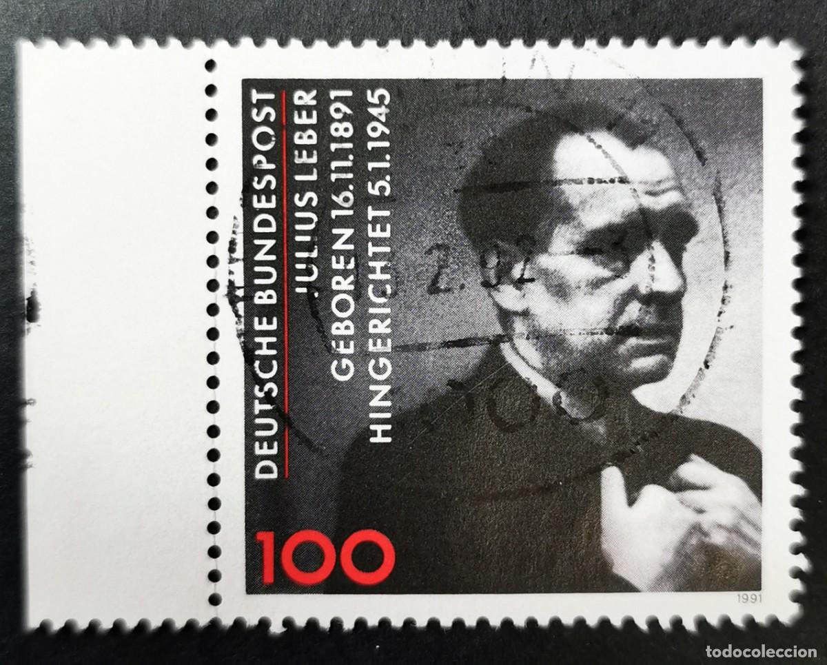 Sellos: Sello Alemania R. Federal 1991, Centenario del nacimiento de Julius Leber , 100 Pf. Michel: DE 1574