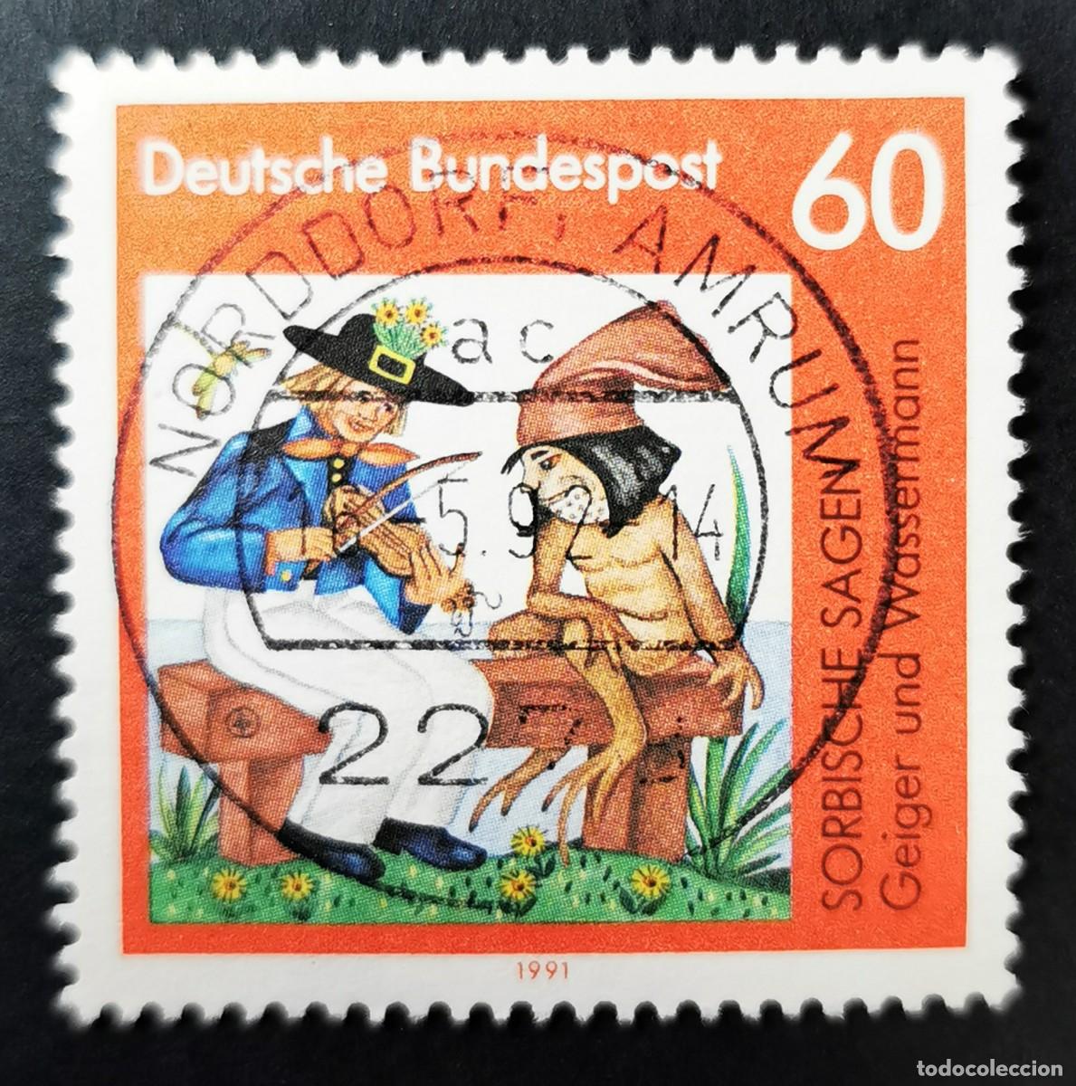 Sellos: Sello Alemania R. Federal 1991, &rdquo;El violinista y la ninfa del agua&rdquo; - Sagas, 60 Pf. Michel: DE 1576