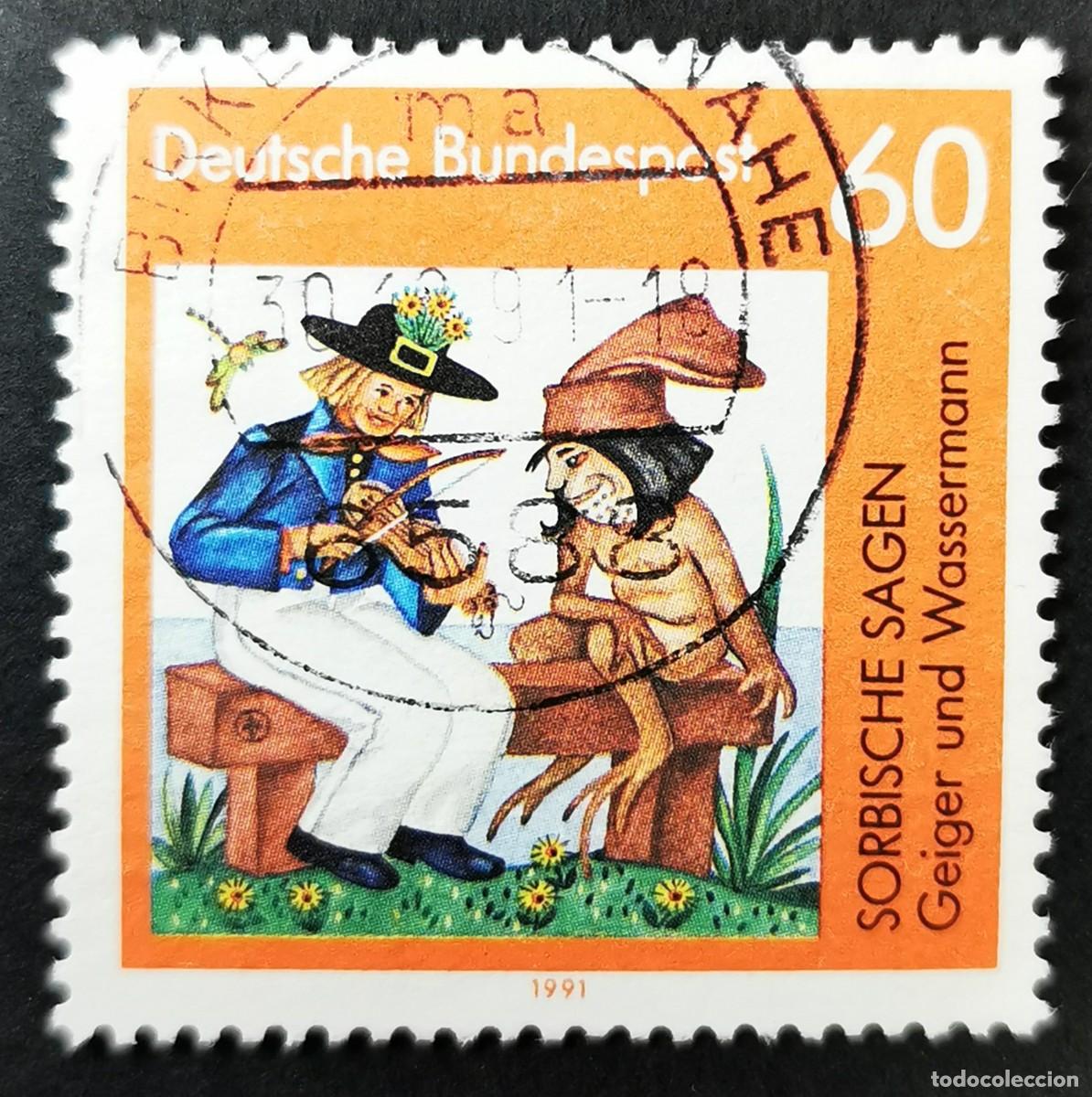 Sellos: Sello Alemania R. Federal 1991, &rdquo;El violinista y la ninfa del agua&rdquo; - Sagas, 60 Pf. Michel: DE 1576