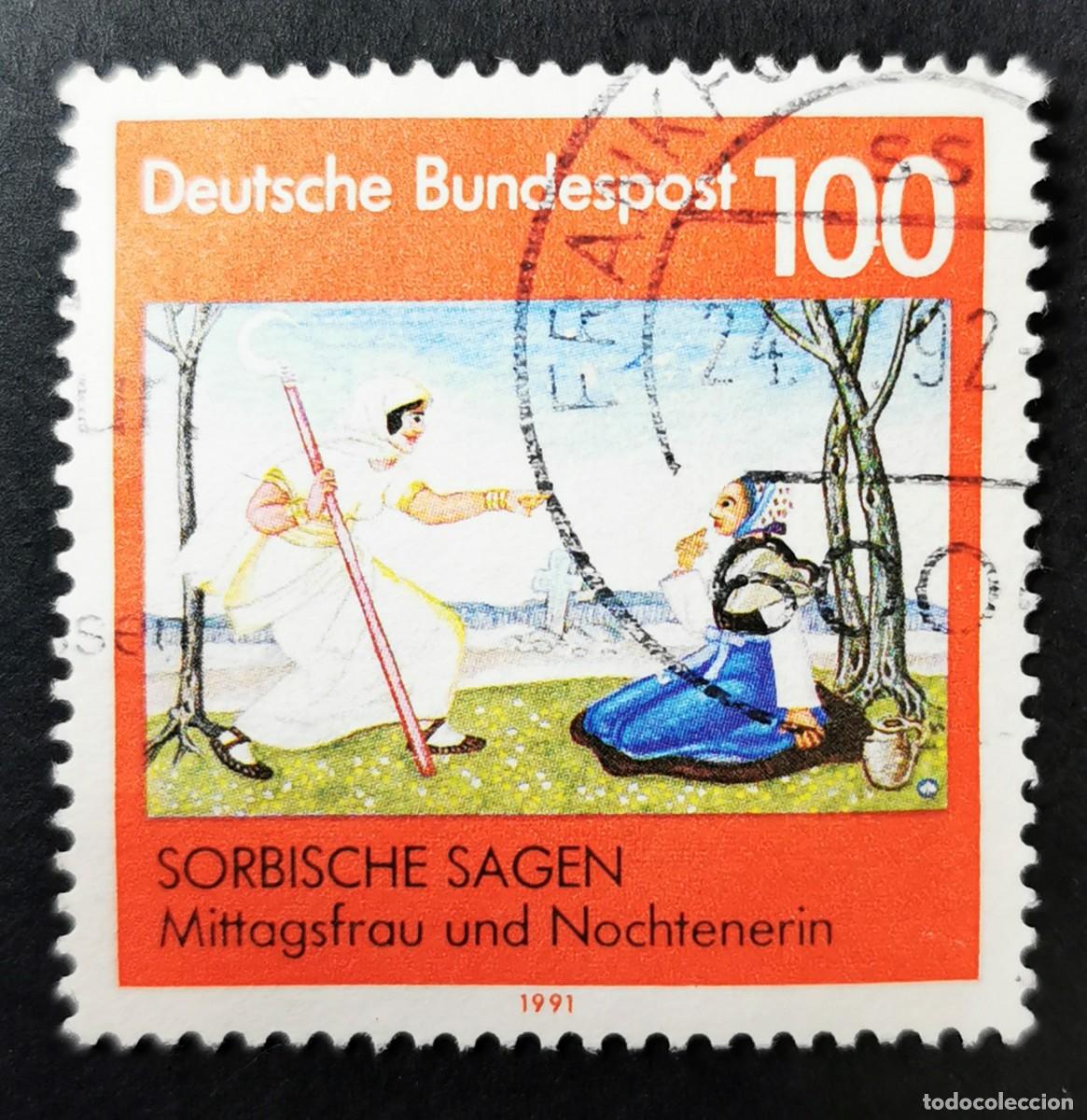 Sellos: Sello Alemania R. Federal 1991, &rdquo;La mujer mediod&iacute;a y la mujer Nochten, 100 Pf. Michel: DE 1577