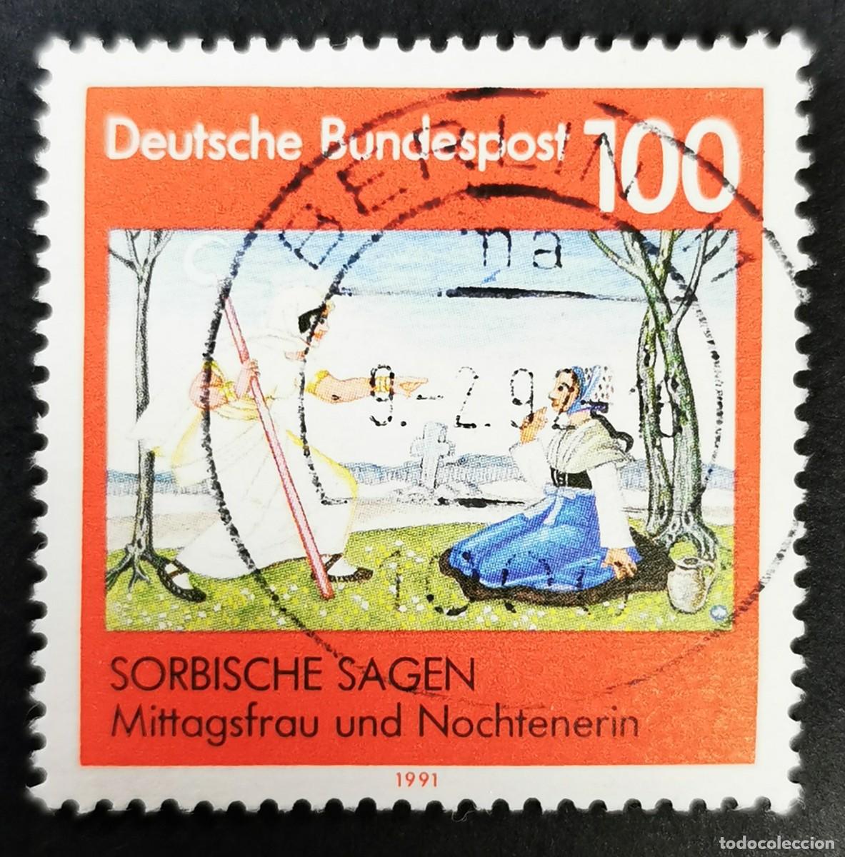Sellos: Sello Alemania R. Federal 1991, &rdquo;La mujer mediod&iacute;a y la mujer Nochten, 100 Pf. Michel: DE 1577