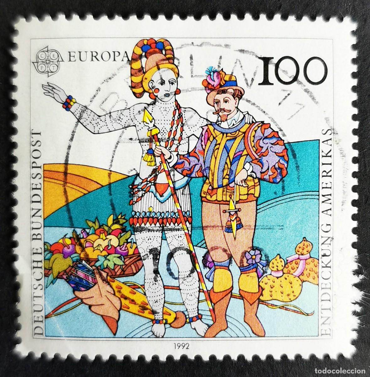 Sellos: Sello Alemania R. Federal 1992, &rdquo;Ren&eacute; de Laudonniere y el jefe Athore&rdquo;, 100 Pf. Michel: DE 1609