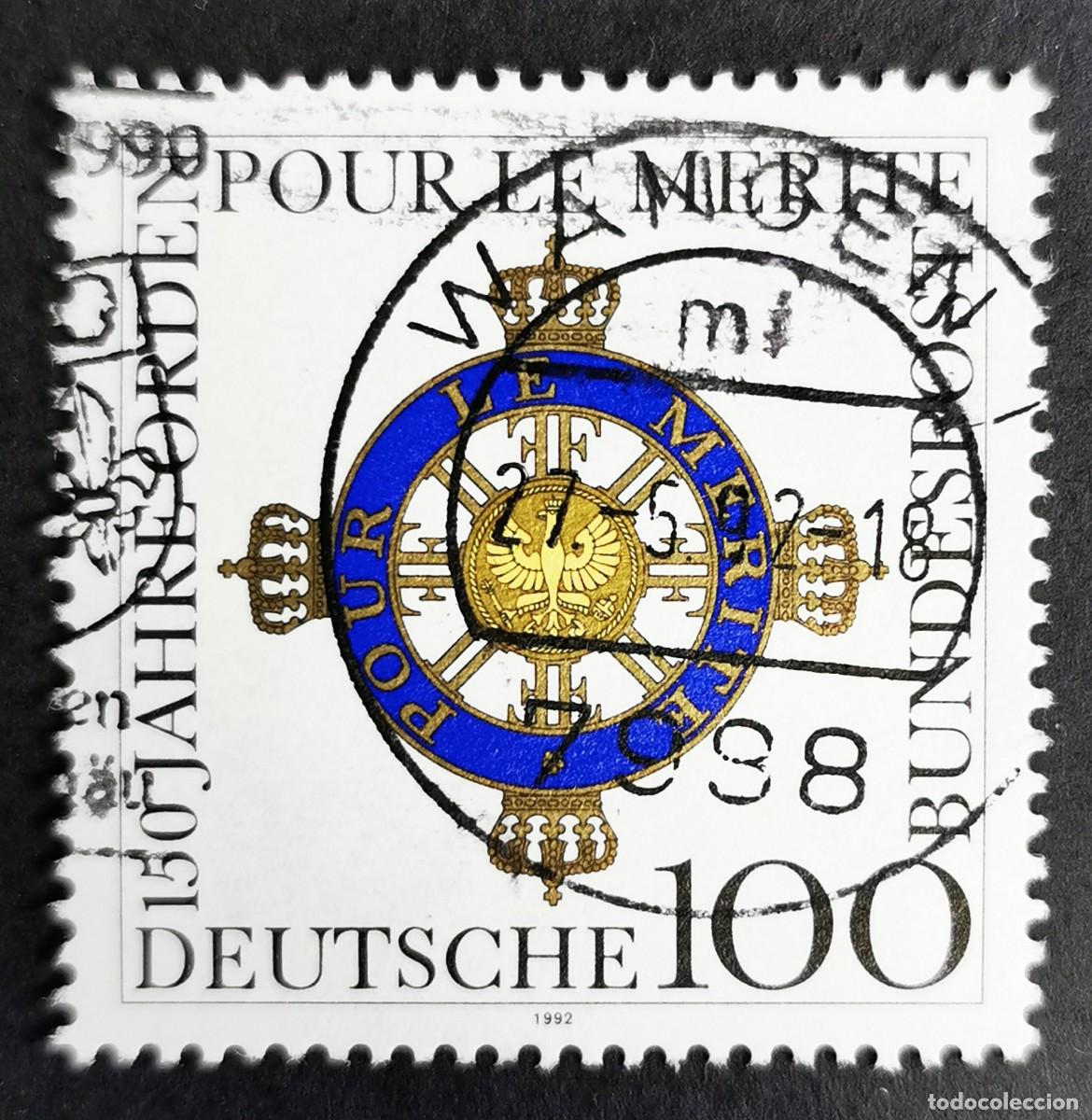 Sellos: Sello Alemania R. Federal 1992, Clase Civil del Orden de M&eacute;rito, 100 Pf. Michel: DE 1613