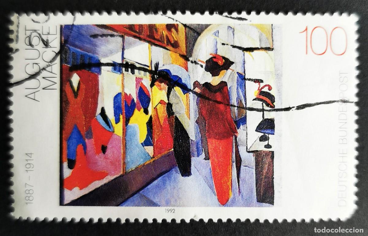 Sellos: Sello Alemania R. Federal 1992, Cuadro &rdquo;Tienda de moda&rdquo; de August Macke , 100 Pf. Michel: DE 1618