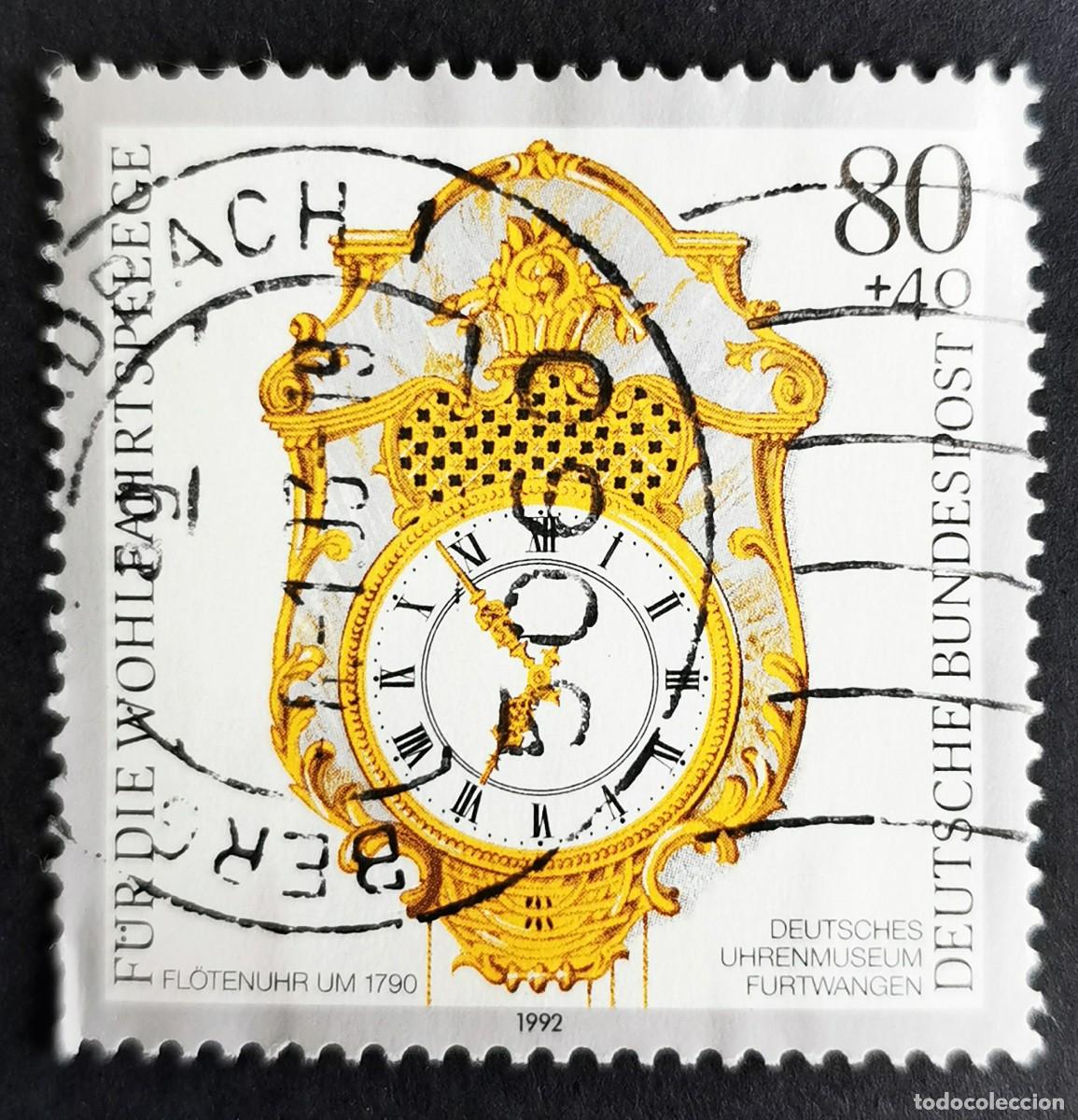 Sellos: Sello Alemania R. Federal 1992, Reloj de flauta, 1790, 80+40 Pf. Michel: DE 1633