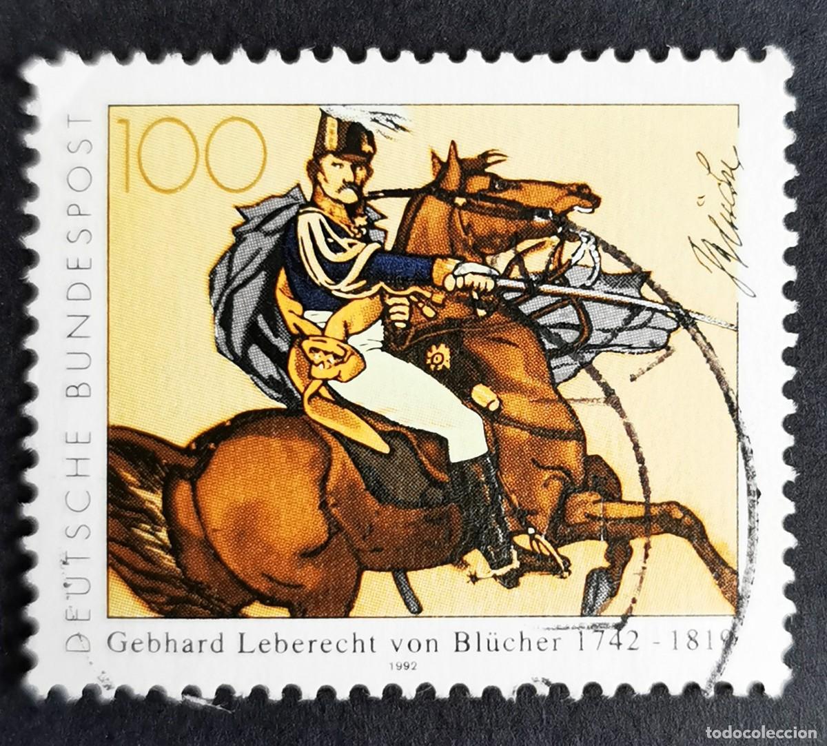 Sellos: Sello Alemania R. Federal 1992, 250&ordm; aniversario nacimiento von Bl&uuml;cher , 100 Pf. Michel: DE 1641