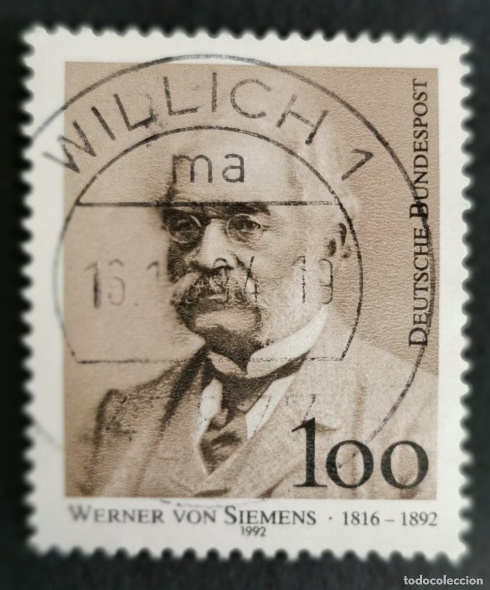 Sellos: Sello Alemania R. Federal 1992, Centenario de la muerte de Werner von Sieme, 100 Pf. Michel: DE 1642