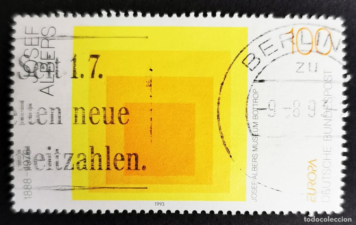 Francobolli: Sello Alemania R. Federal 1993, &rdquo;Homenaje a la plaza&rdquo;, Joseph Albers, 100 Pf. Michel: DE 1674