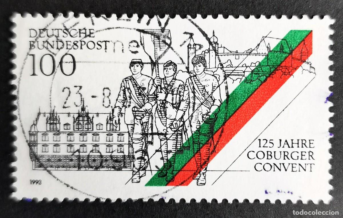 Sellos: Sello Alemania R. Federal 1993, Estudiantes, Bandera, Ayuntamiento y Castil, 100 Pf. Michel: DE 1676