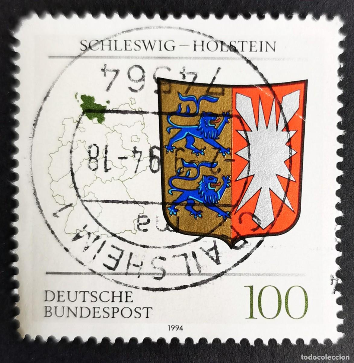 Sellos: Sello Alemania R. Federal 1994, Escudo de armas de Schleswig-Holstein, 100 Pf. Michel: DE 1715