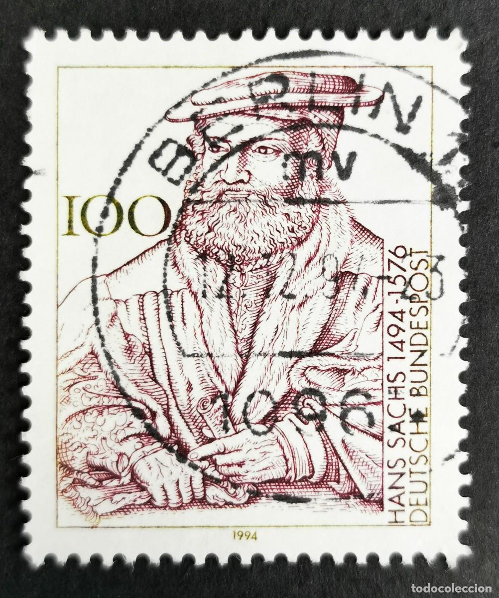Sellos: Sello Alemania R. Federal 1994, 500 aniversario nacimiento Hans Sachs, 100 Pf. Michel: DE 1763