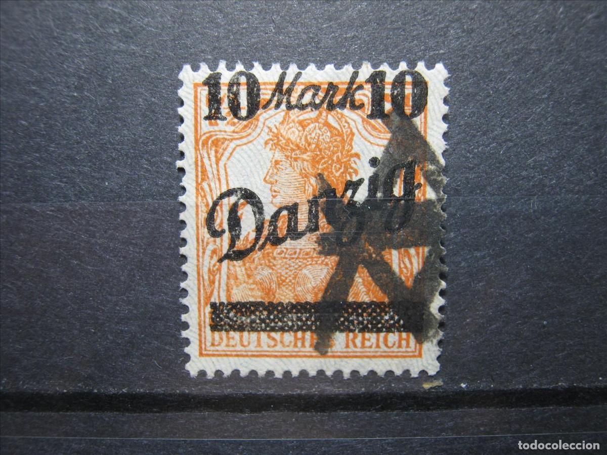 Sellos: ALEMANIA DANZIG 1920 MICHEL 31 II RED GRIS INVERTIDA USADO PERFECTO.