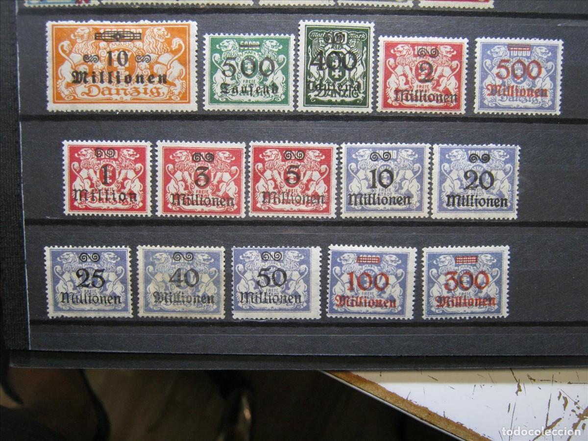Sellos: ALEMANIA DANZIG 1923 LOTE SOBRECARGAS MH* Y ALGO (*) LUJO.