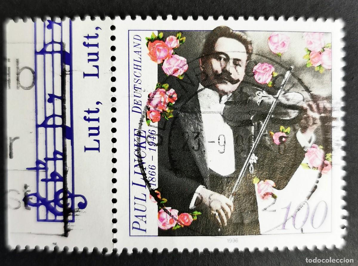 Sellos: Sello Alemania R. Federal 1996, Paul Lincke tocando el viol&iacute;n, 100 Pf. Michel: DE 1876