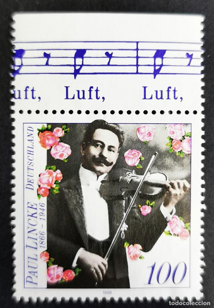 Sellos: Sello Alemania R. Federal 1996, Paul Lincke tocando el viol&iacute;n, 100 Pf. Michel: DE 1876