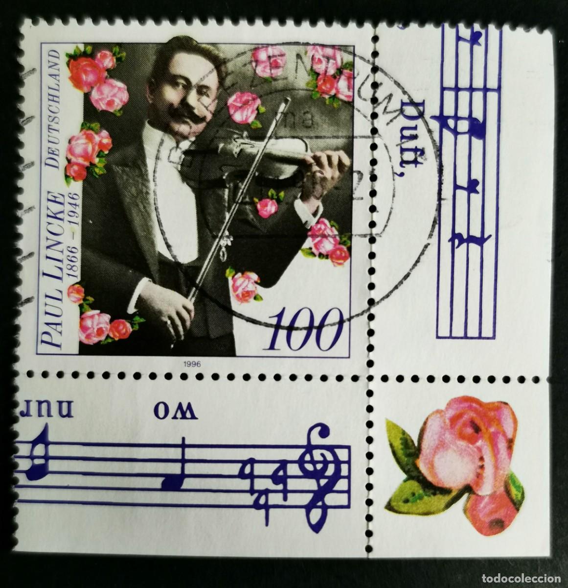 Sellos: Sello Alemania R. Federal 1996, Paul Lincke tocando el viol&iacute;n, 100 Pf. Michel: DE 1876