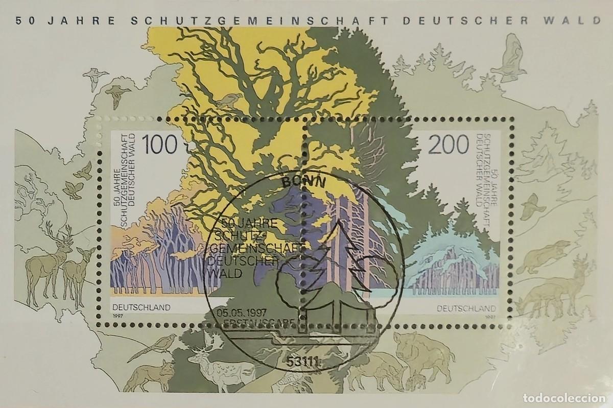 Sellos: Hoja Bloque Matasellada Alemania 1997 Asociaci&oacute;n para la Protecci&oacute;n de los Bosques Alemanes