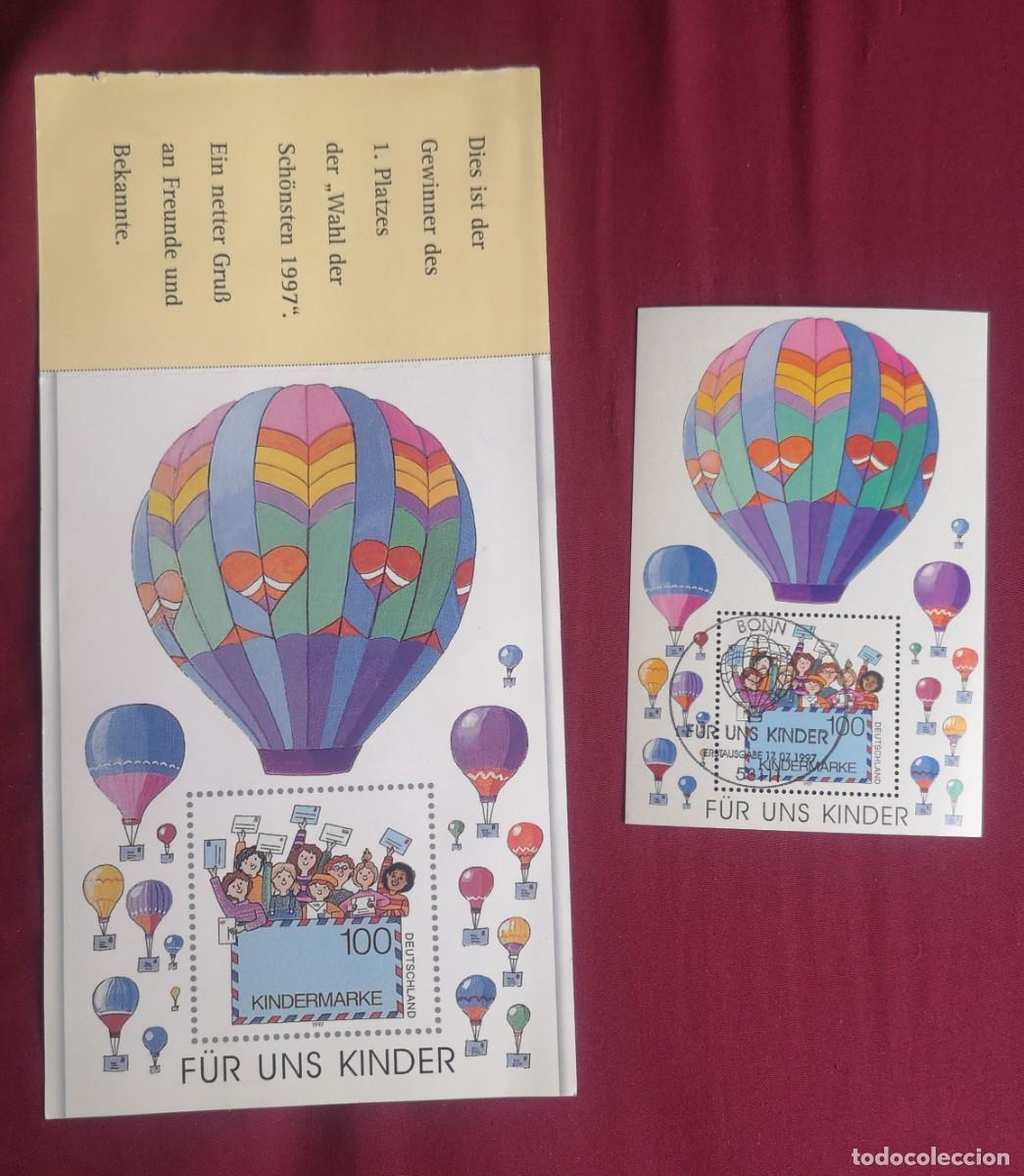 Sellos: Hoja Bloque Matasellada y tarjeta Alemania 1997 &rdquo;Por los ni&ntilde;os&rdquo; (F&uuml;r uns Kinder).