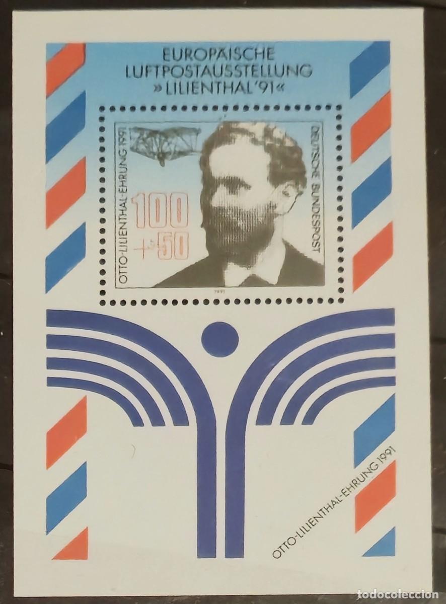 Sellos: hoja bloque Nueva Alemania 1991 para conmemorar el centenario del vuelo de Otto Lilienthal