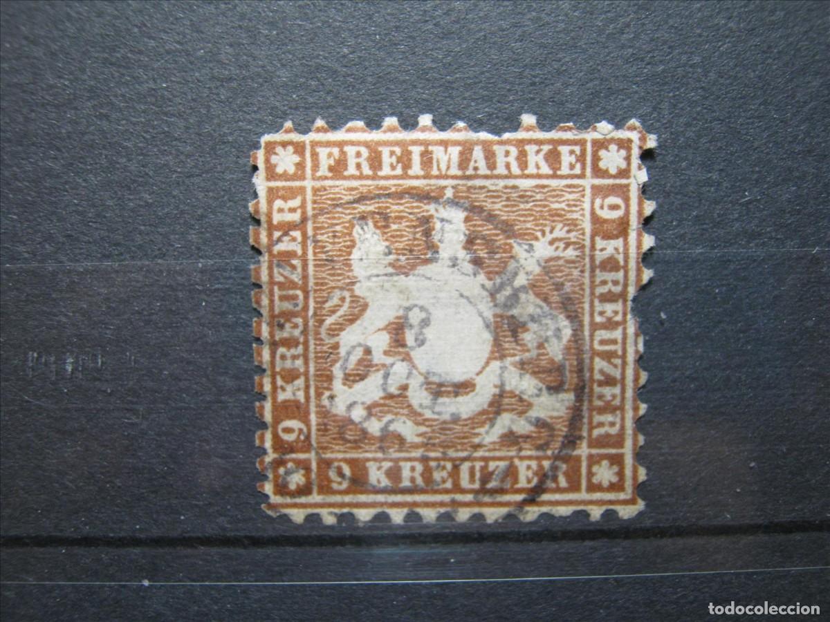 Sellos: ALEMANIA ESTADO W&Uuml;RTTEMBERG 1863 YVERT 28 USADO PUNTITO CLARO.