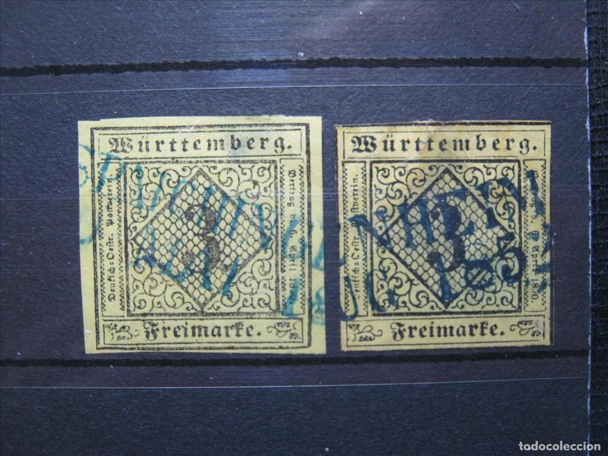 Sellos: ALEMANIA ESTADO W&Uuml;RTTEMBERG 1851 YVERT 2 DOS USADOS ZONA CLARA.